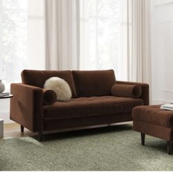 70” Tufted Velvet Sofa - Plush Pacific Brown