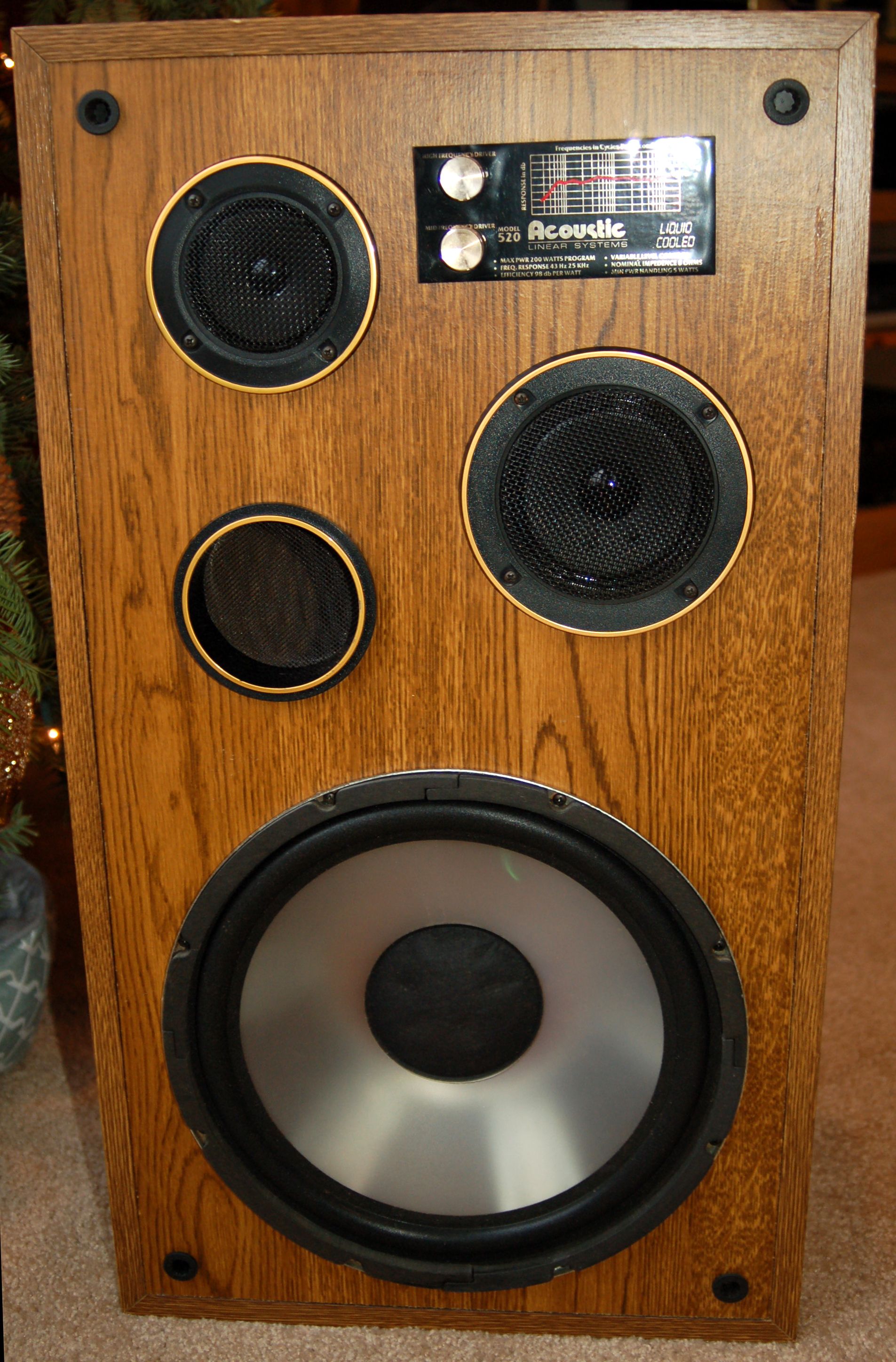 Acoustic Linear Systems, Liquid Cooled Speakers Model 520 w/ Onboard Equalizer.