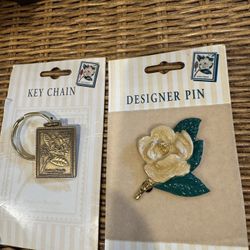 Lot 2 1998 ENSEMBLE  USPS FLOWERING TREE BROOCH/KEYCHAIN NEW ON CARD