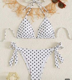 SMALL White And Black Polka Dot Bikini Set