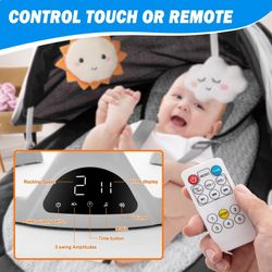 Baby Swing for Infants,Electric Bouncer for Baby,Portable Swing for Baby Boy Girl,Remote Control Indoor Baby Rocker with 5 Sway Speeds for Infants to 