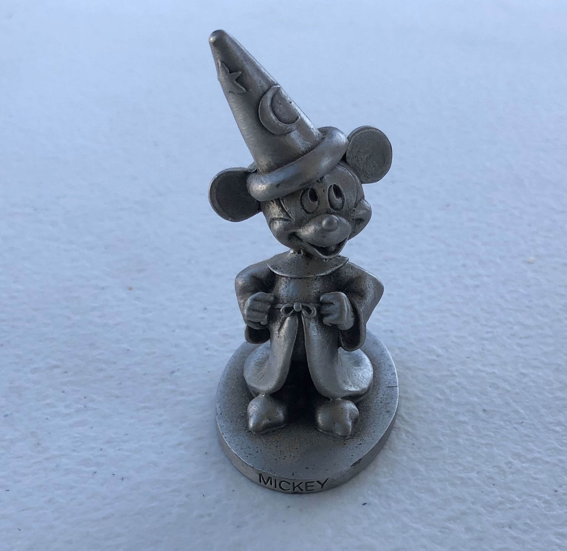 Vintage Walt Disney Miniature Fine Pewter Mickey Mouse Fantasia Figurine, USA