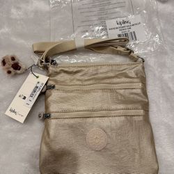 KIPLING AC8103 Starry Gold Metallic Keiko Crossbody Bag
