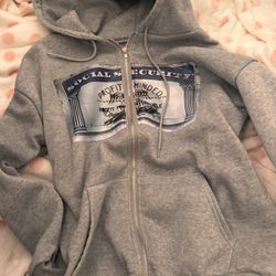 graphic ID zip up hoodie (medium)
