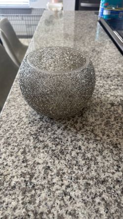 Silver Glitter Glass Votive Candle Holder/Glass vase