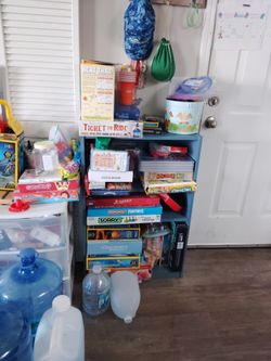 Blue bookshelf