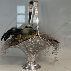 Vintage English Victorian Silver Plated Basket Easter 