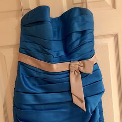 Marine Blue Strapless Cocktail Dress
