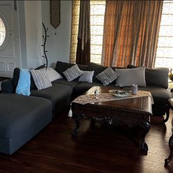 Serene Modular Sectional Ottoman Sofa Couch Charcoal Grey