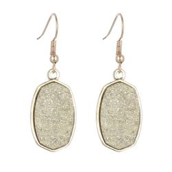 gold plated crystal oval hexagon dangle earrings