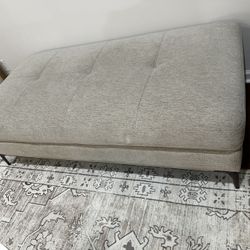 Modern Storage Ottoman Bench – Neutral Fabric, Lift-Top