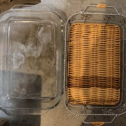 Pyrex 9”x15” Microwave/ Oven Safe With Basket - New Open Box 