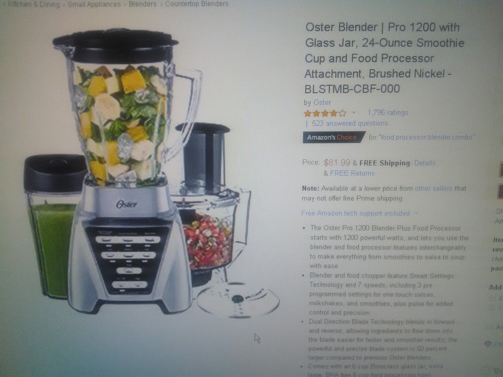 Oster Blender Pro 1200 with glass jar $60
