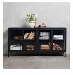 Black Metal Glass Door Display Cabinet