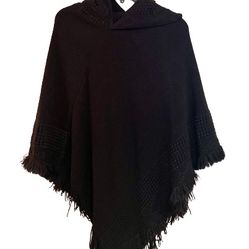 Black Hooded Poncho Size L
