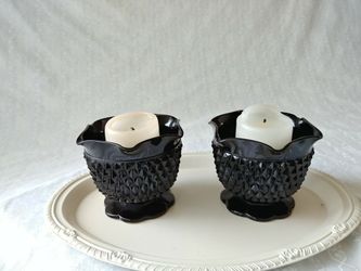 2 Black diamond tiara candle holders