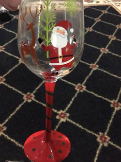 Christmas wine glass