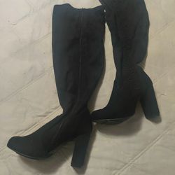 Extra Wide 6.5 Women's Thigh High Faux Suede Boots 