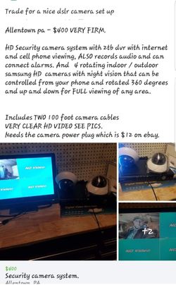 Security camera system / trade for car audio