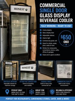 Commercial Single Door Glass Display Beverage Cooler – Works Great