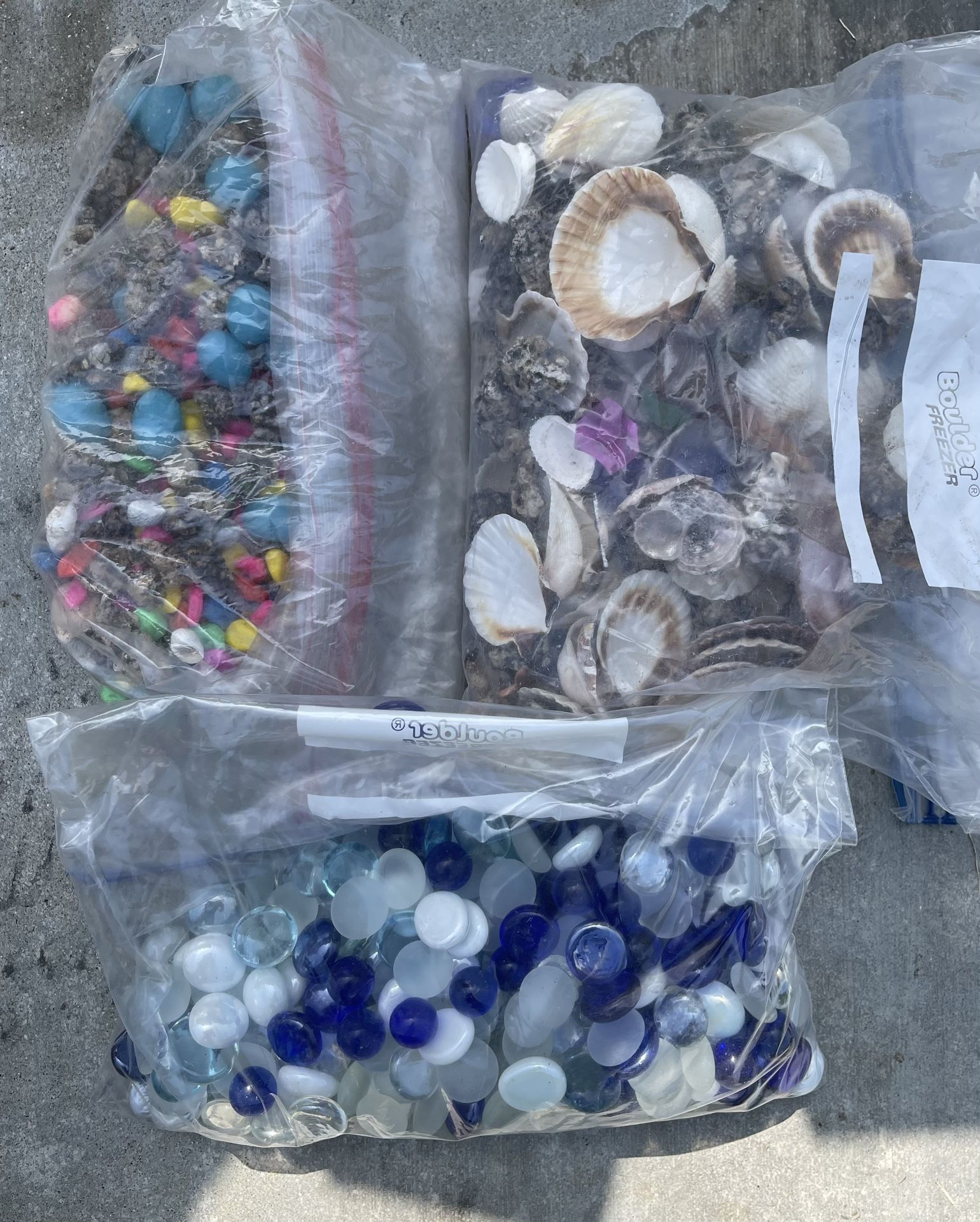 3 Bags For Fish Tank, All For 10, Includes Rocks, Seashells, S