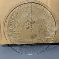 Glass Snowman Serving Platter