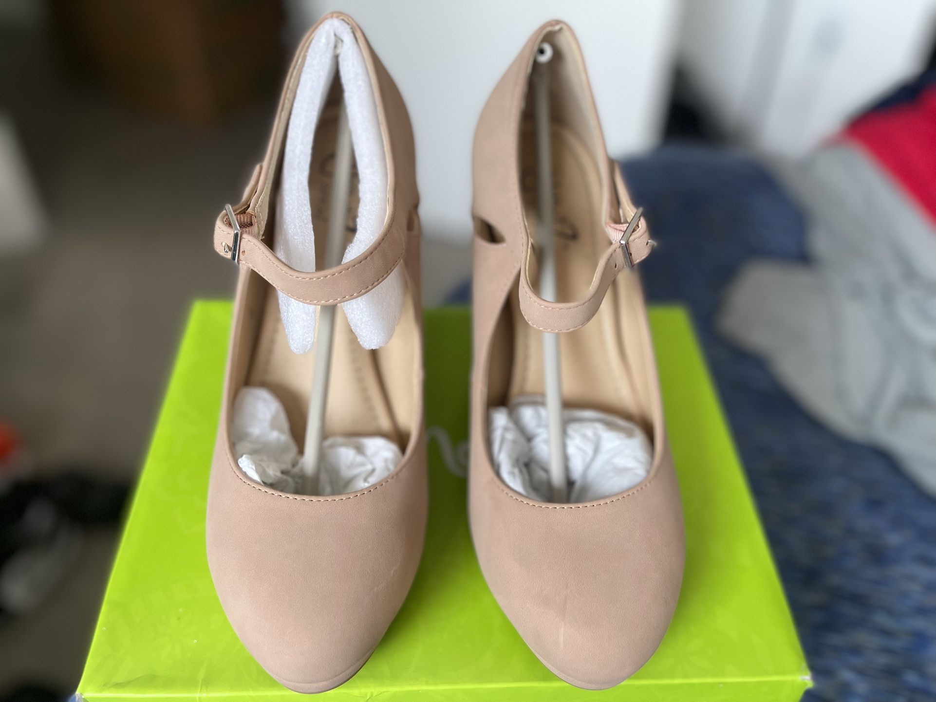 Rosy Taupe Strap Pumps