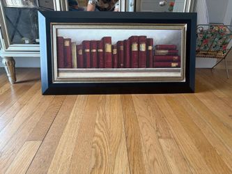 Large Framed Vintage Library Books Wall Art Print