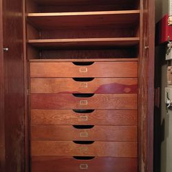 Extra Large Antique All-Wood Cabinet with Brass fittings