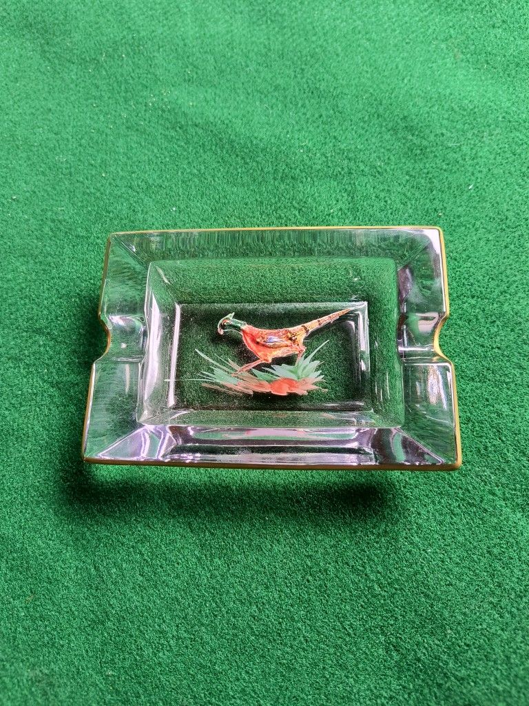 Glass Pheasant Ashtray. $10
