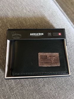 American Bison Black Genuine Leather Bifold Wallet