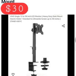 VIVO Single 13 to 38 inch LCD Monitor | Heavy Duty Desk Mount Stand