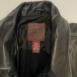 Gap blue cheap jeans leather jacket