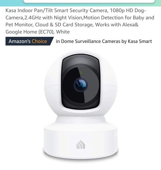 Kasa Indoor Pan/Tilt Smart Security Camera, 1080p HD Dog-Camera,2.4GHz 