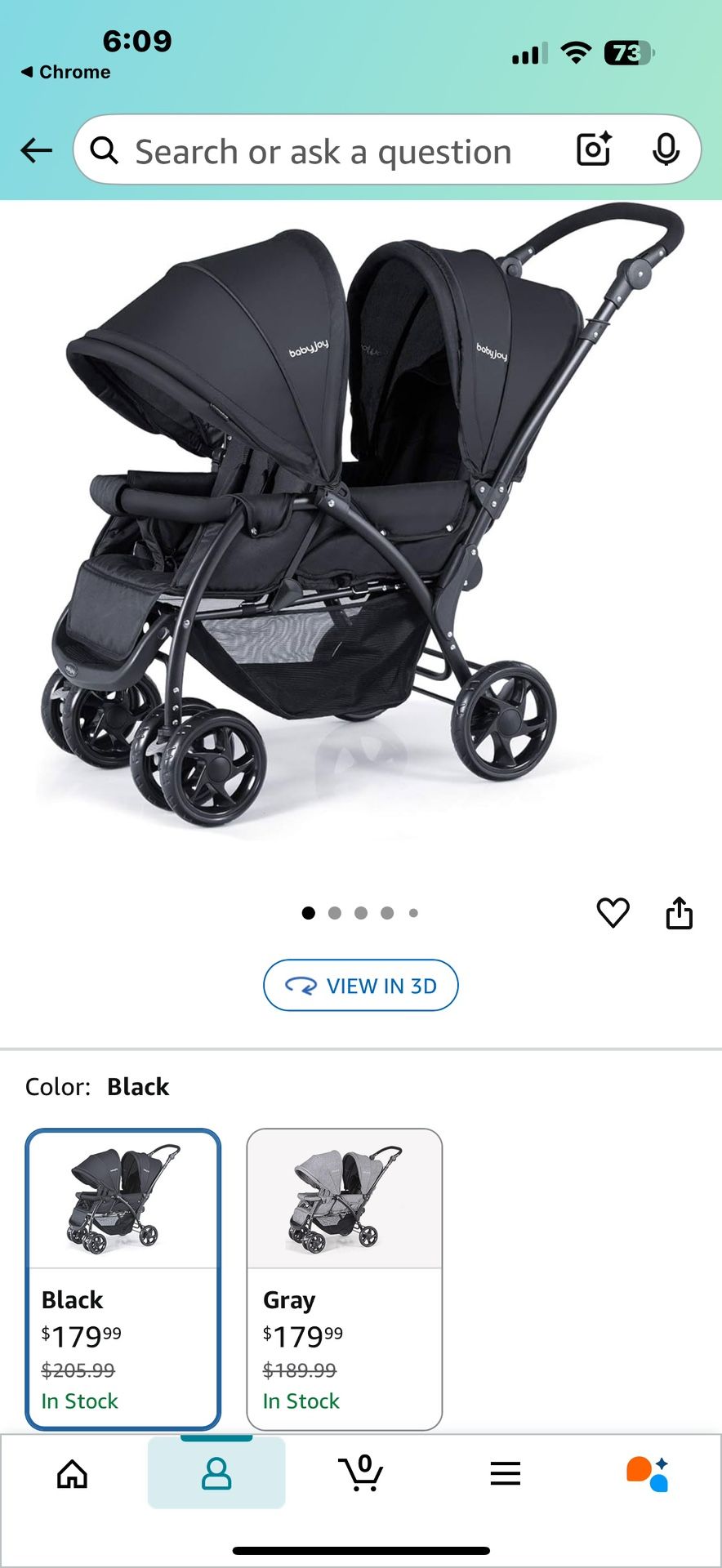 Baby Joy Double Stroller 