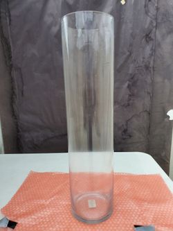 Large Clear Glass Cylinder Vase (H:23.5" D:6")