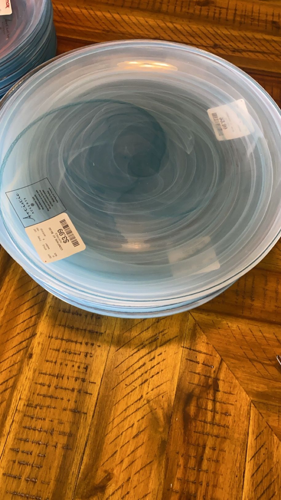 Aqua alabaster, dinner, and salad plates