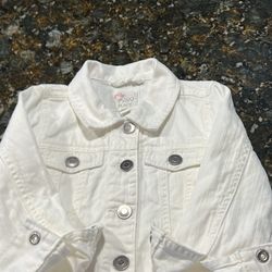 Cute Little Girl White Jean Jacket Size 4 