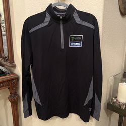 PRO CELEBRITY Men Black 1/4 Zipped Monster Energy Yamaha Long Sleeve Size Large