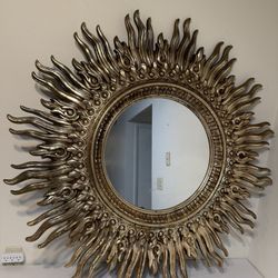 48” Vintage Style Gold Sunburst Mirror – Large Statement Wall Decor