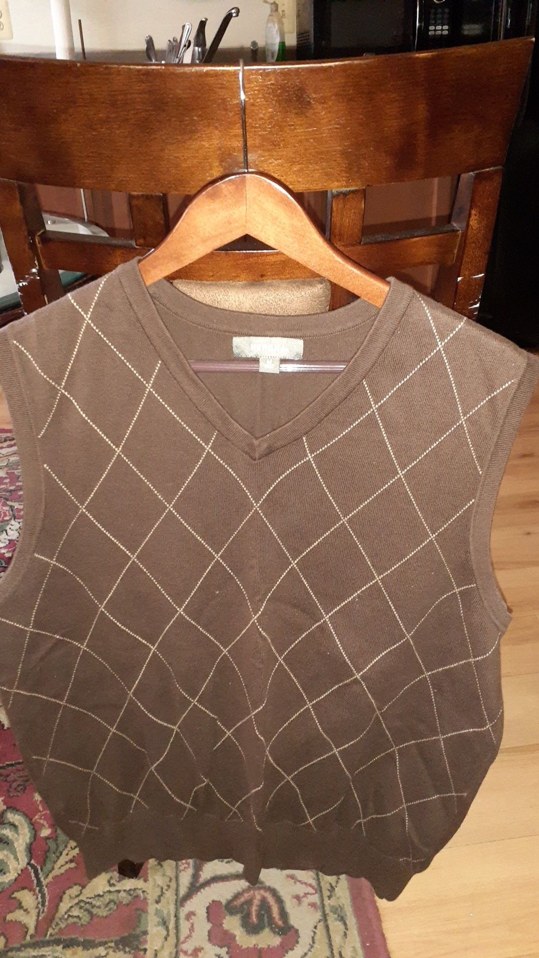 Mens Brown Sweater Vest Size M