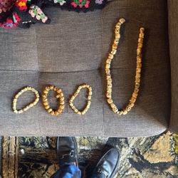 Skeleton Necklace And 3 Skeleton Bracelets 