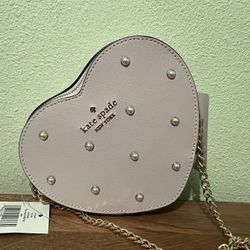 Kate Spade Live Shack Mini Heart Crossbody In Lilac Moon Color With Pearls