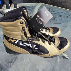 Rival RSX-Guerrero Deluxe Mid-Top Boxing Boots - Gold/Black (Size 12)