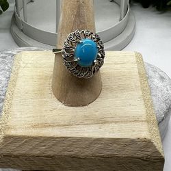 925 Silver Marcasite Ring With Turq