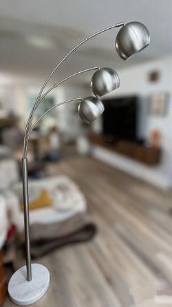 Threshold 77" Tall 3-Head Globe Arc Floor Lamp Brushed Nickel Marble Base