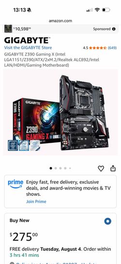 GIGABYTE Z390 Gaming X (Intel LGA1151/Z390/ATX/2xM.2/Realtek ALC892/Intel LAN/HDMI/Gaming Motherboard)