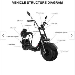 Used 2000W Electric Scooter 60V 21.8Ah No Battery 
