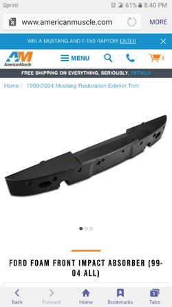 99-04 front impact absorber mustang