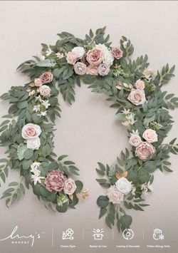 New Ling's moment Flower Garland - 6FT Eucalyptus & Rose